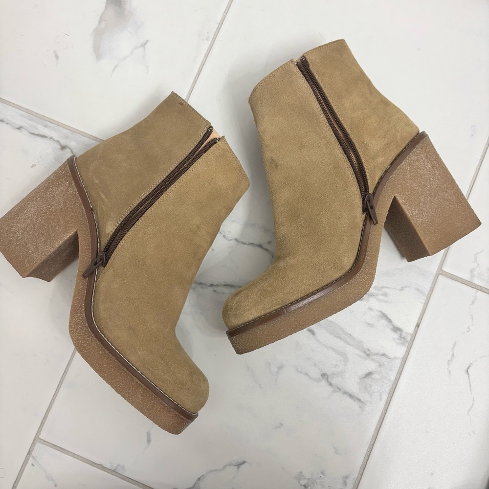 Yokono Suede Chunky Boots Y2K Womens 9 EUR 40 Zip Ankle Platform - Picture 4 of 7